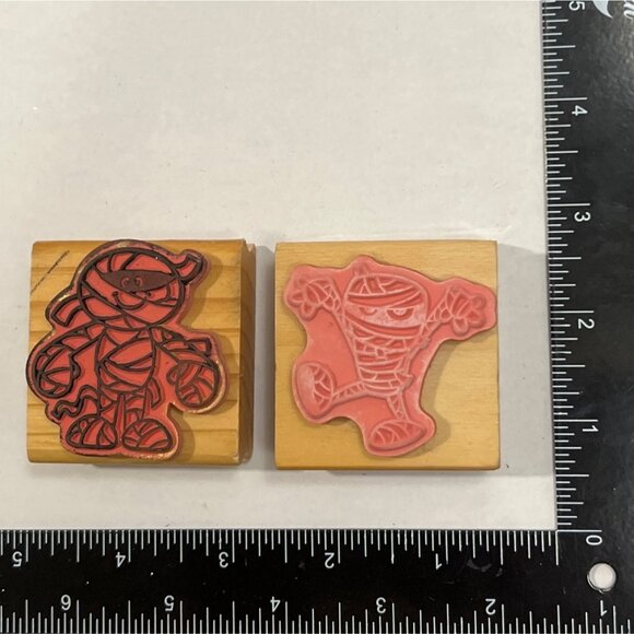 Halloween Mummy Wood Mounted Rubber Stamp Set Recollections 115465 & 409173 - Picture 2 of 4